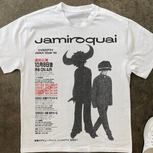 Jamiroquai Tour Concert T-Shirt, White Short Sleeve Classic Music Tee 78